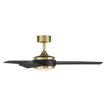 Wac 3-Blade Smart Ceiling Fan 54" Sat" Brass Matte Black w/3000K LED Light Kit and Remote Control F-054